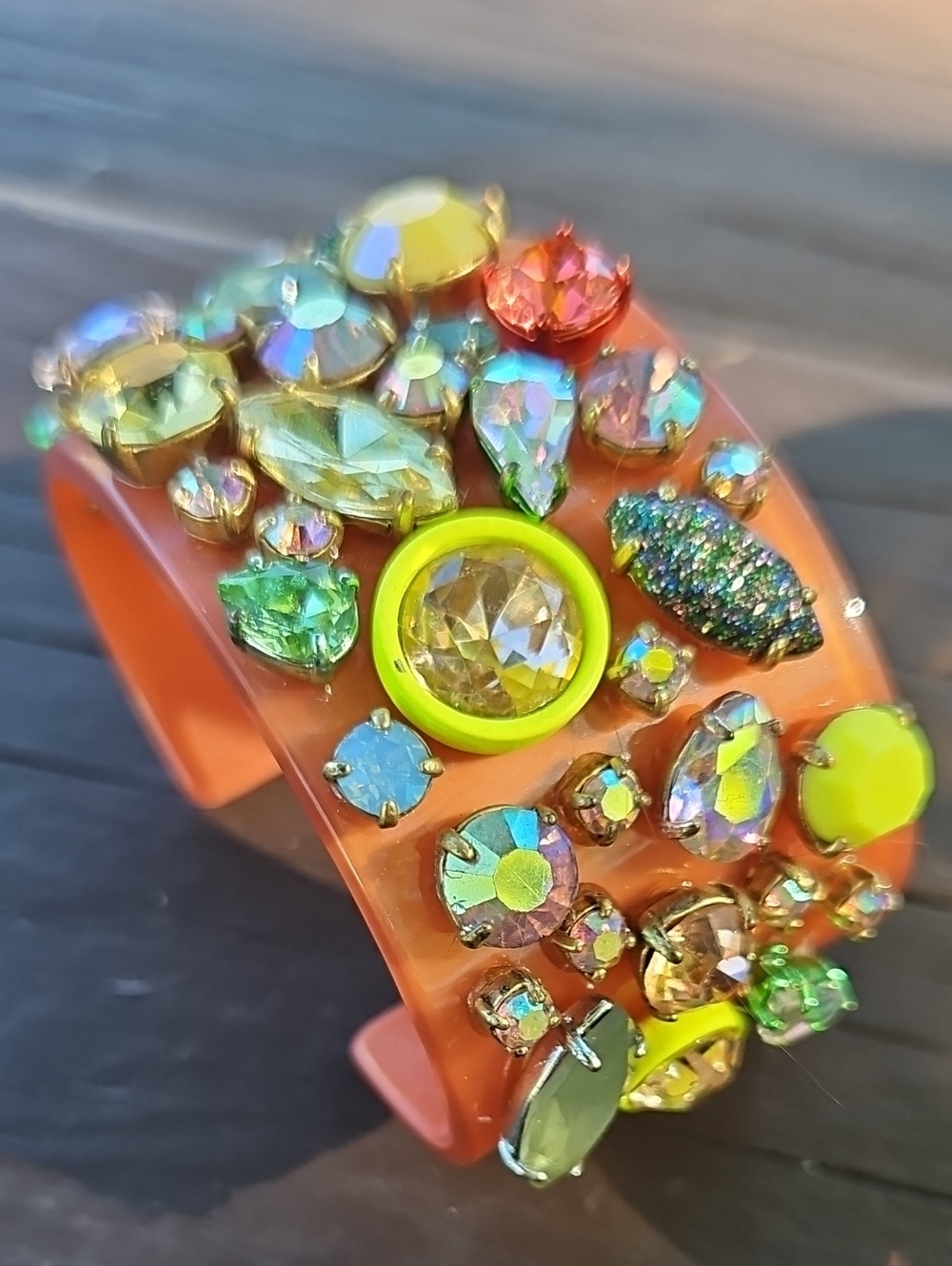 J.  Crew Vibrant Orange Jeweled Statement Cuff Bracelet